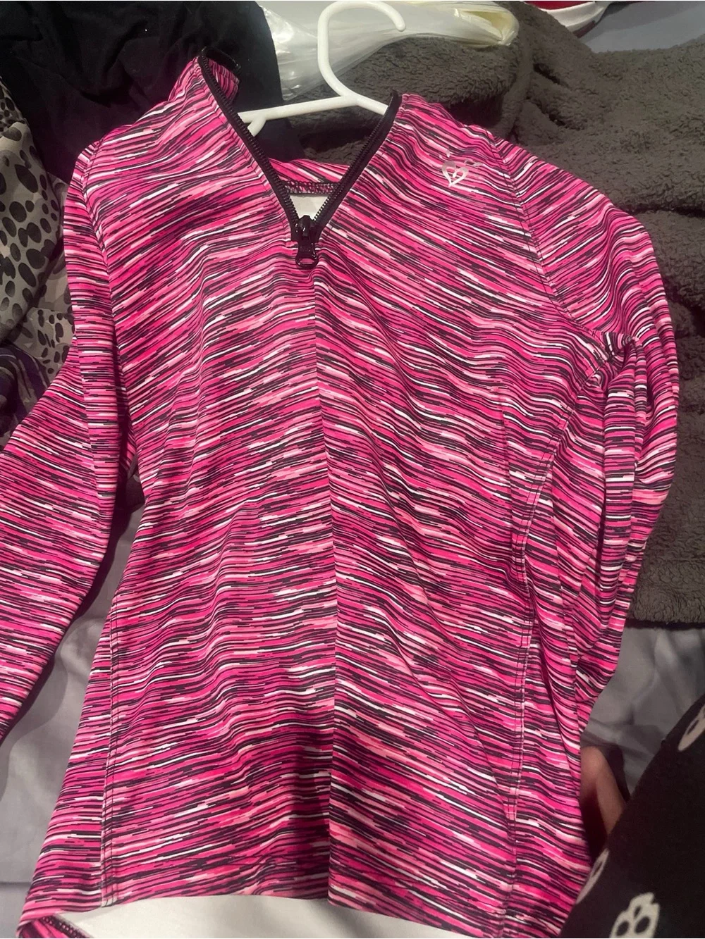 Justice Girls Active Pink Multi-Color Athletic 1/4 Zip Pullover Jacket - Size 5
